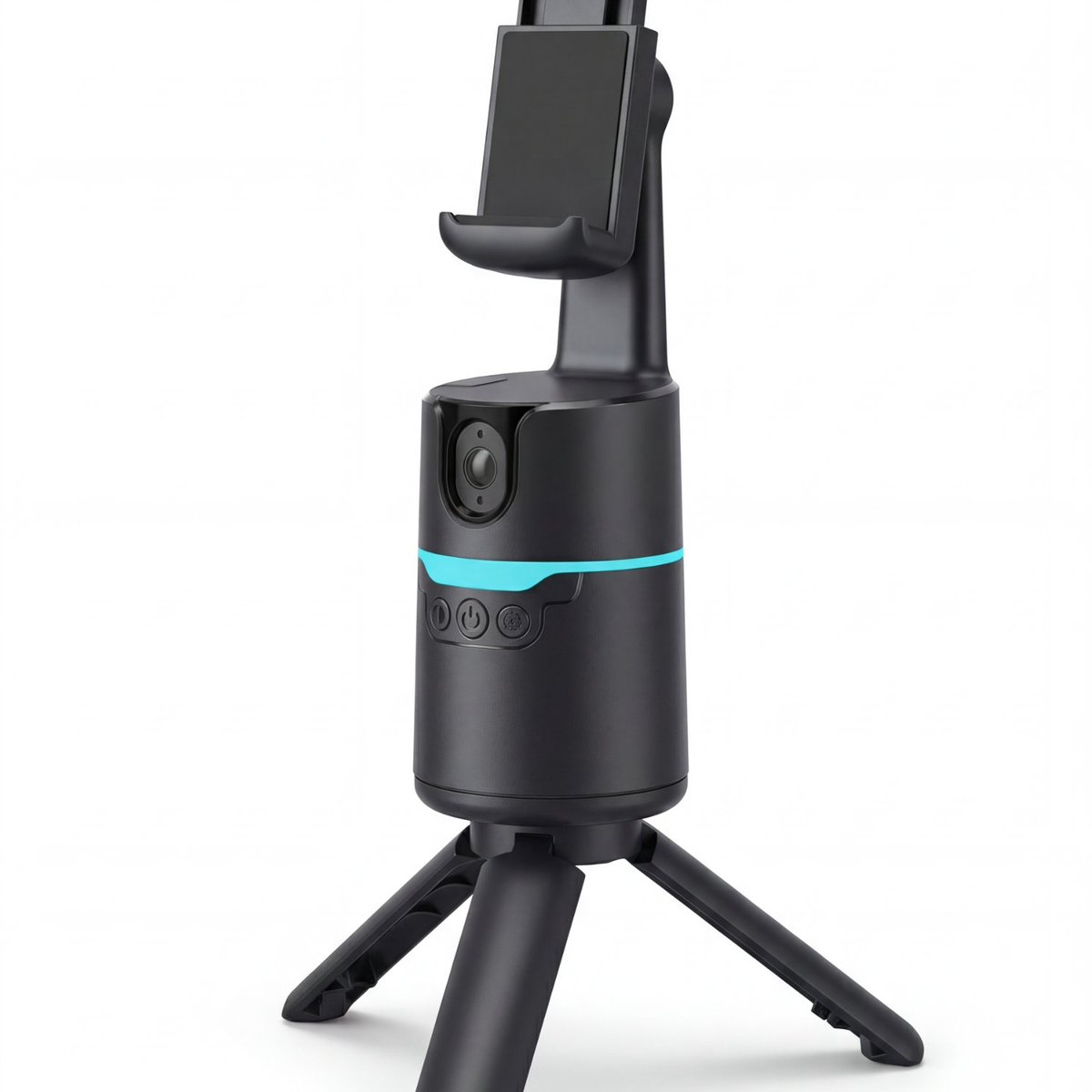 360 AI Auto-Tracking Phone Mount on mini tripod three quarter right view