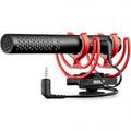 Clip-On Directional Shotgun Mic three quarter front left view with TRS audio cable