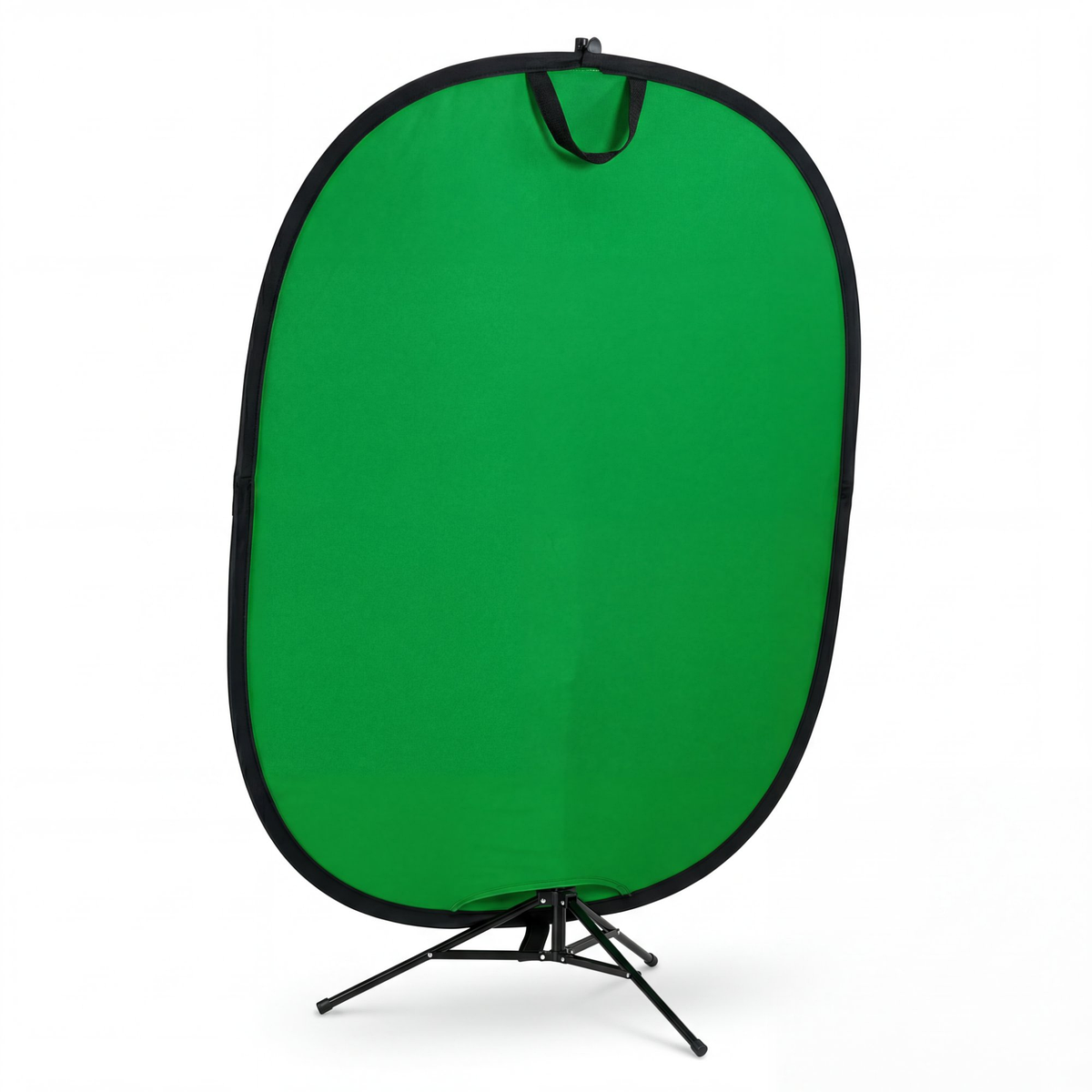 Portable Collapsible Green Screen front view fully extended on tripod stand