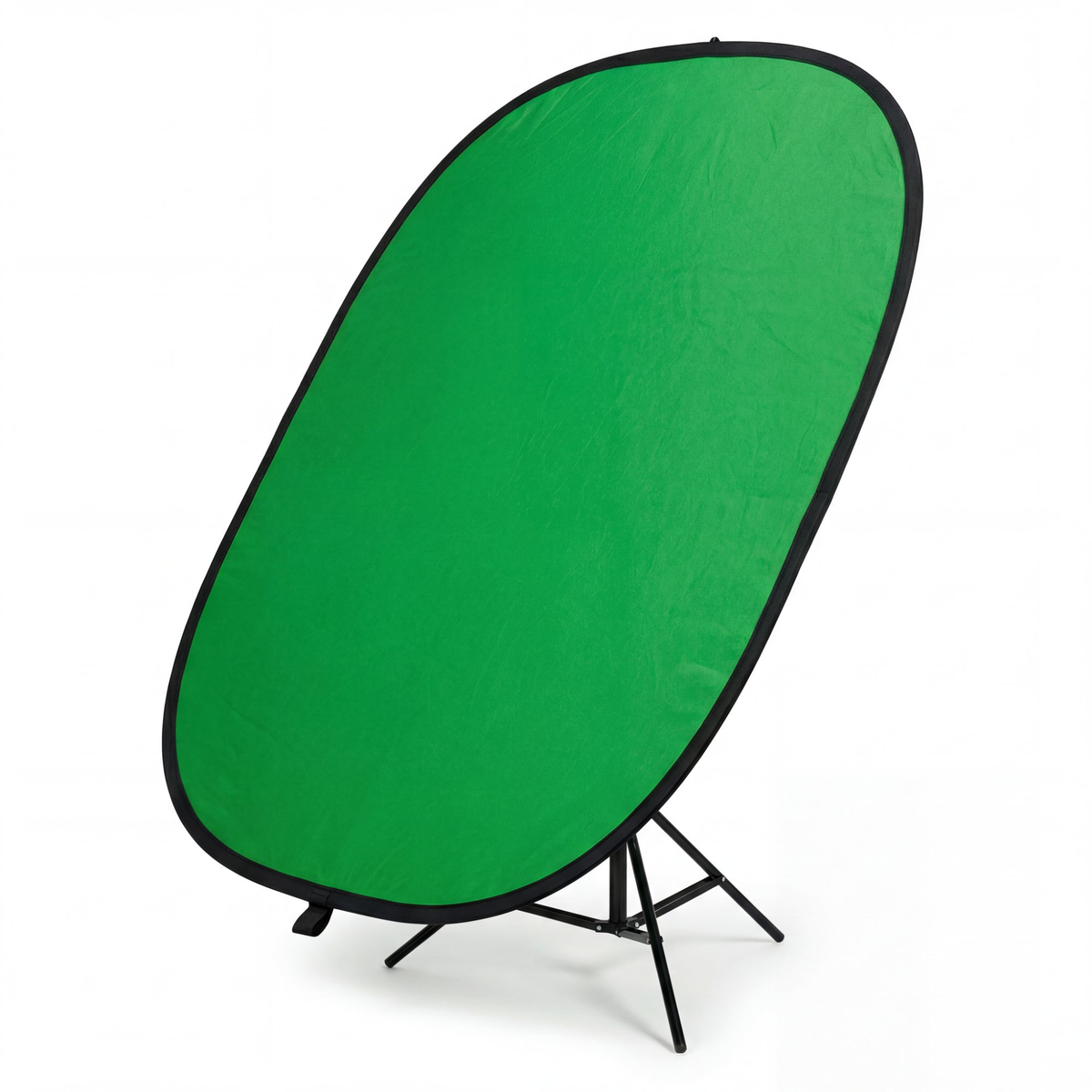 Portable Collapsible Green Screen three quarter left angle on pop-up stand