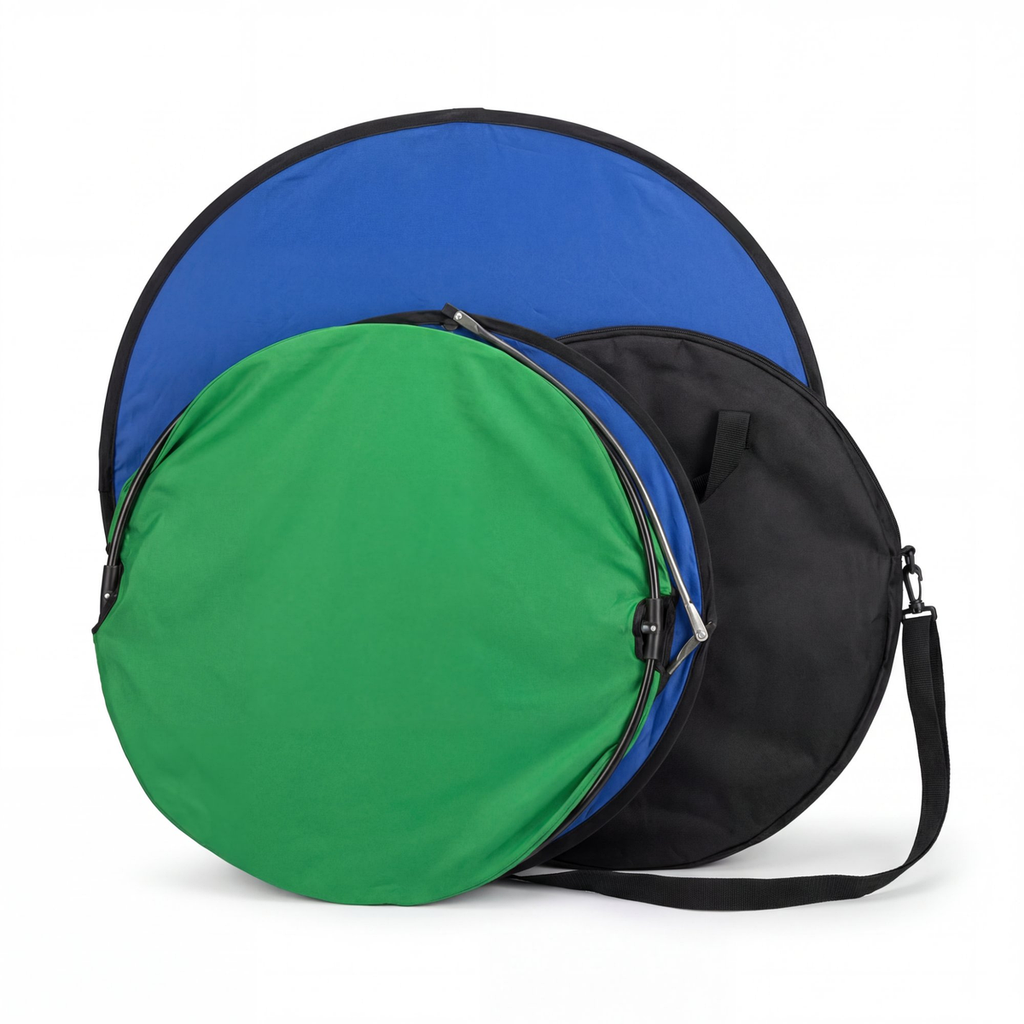 Portable Collapsible Green Screen folded compact with carry bag for travel