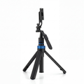 Mini Tripod with Bluetooth Remote three quarter front view legs open blue accent ring